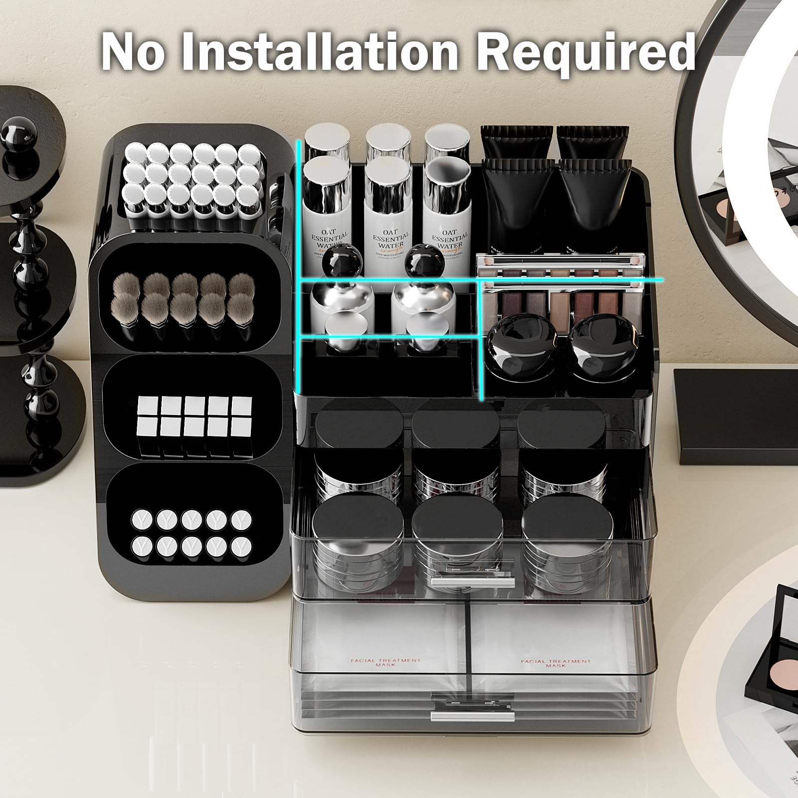 UFORU rounded-edges organizer enhances safety on countertops.
