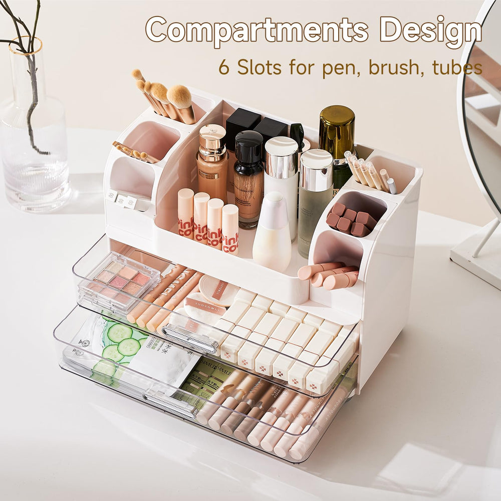 UFORU makeup organizer snaps together for simple assembly and sturdy feet.