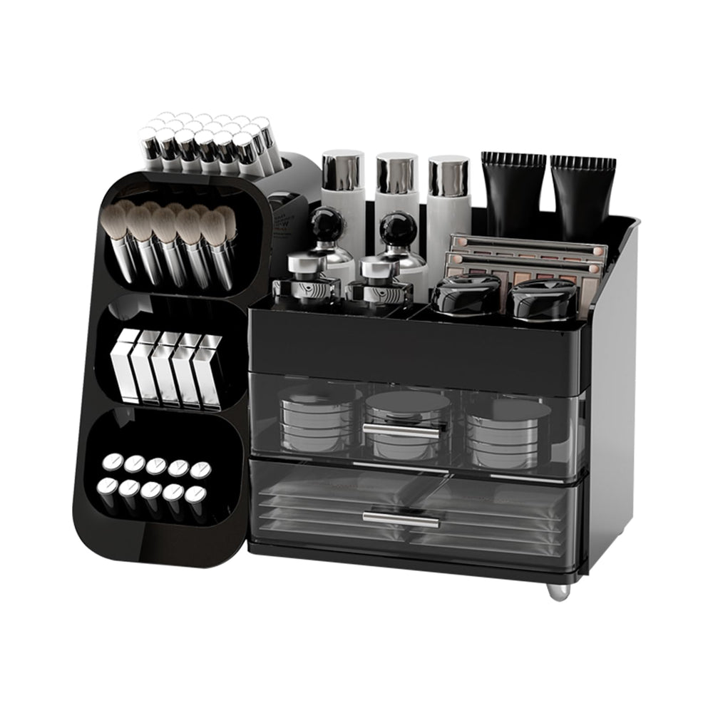 UFORU makeup organizer vanity open compartments keep cosmetics neatly visible and accessible.