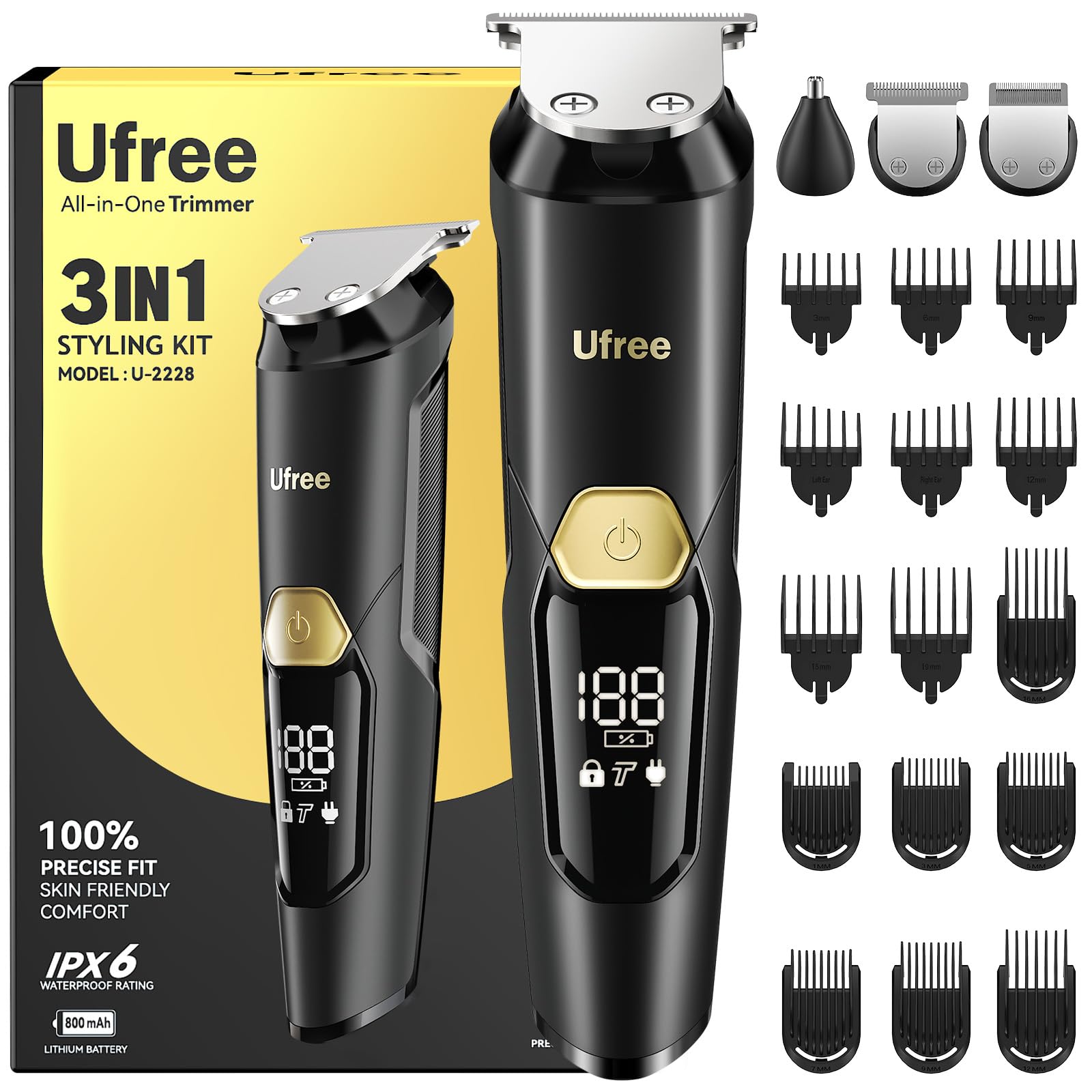 Ufree 3-in-1 beard-trimmer-kit for precise shaping on the go