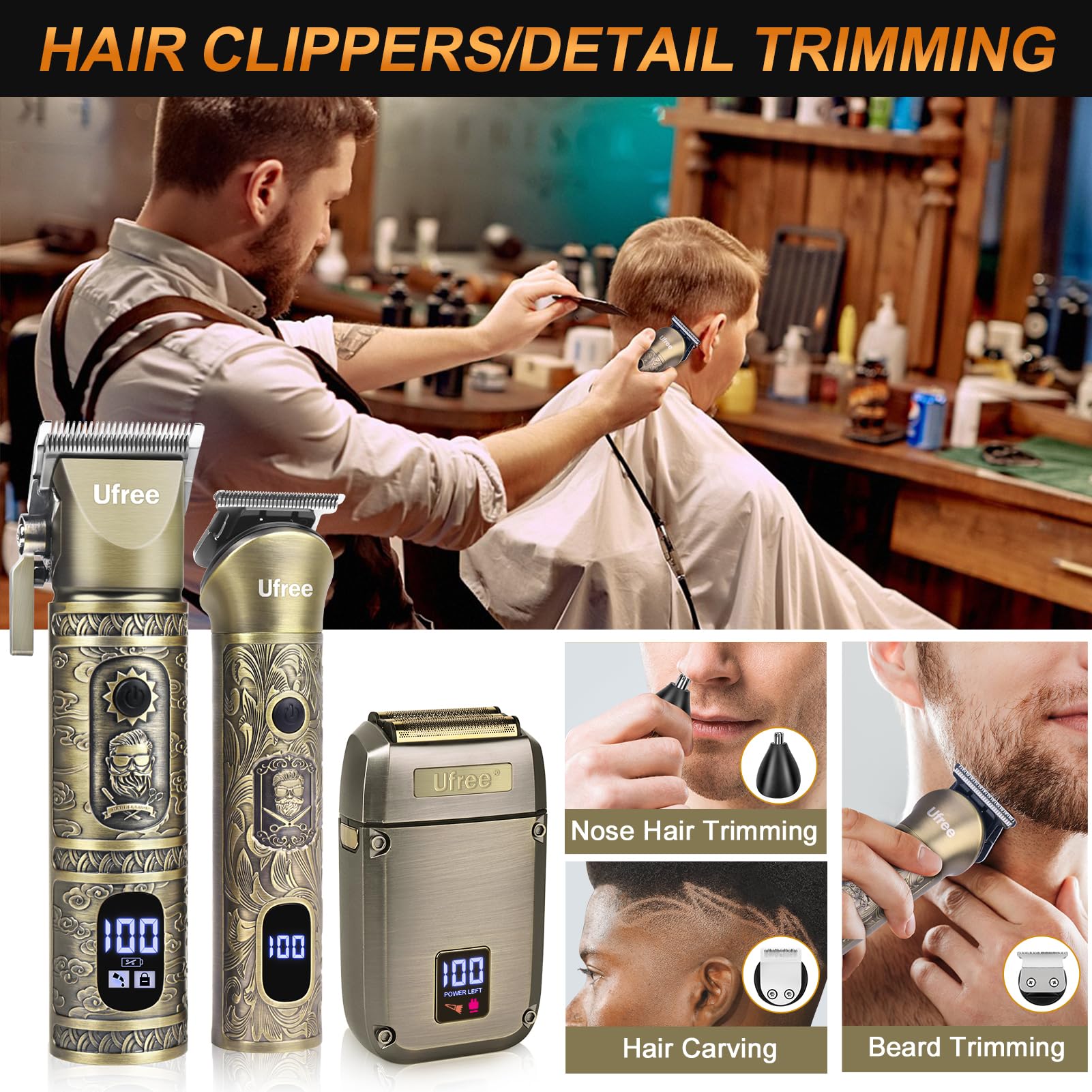 Ufree 3-in-1 grooming set for versatile styling needs.