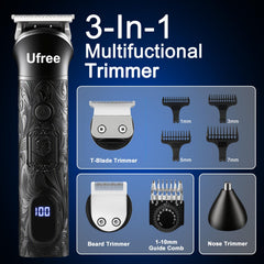 Ufree 3-in-1 multifunction set for beard, nose, and hair grooming