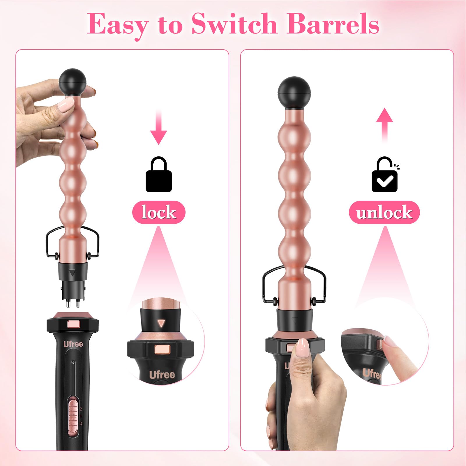 Ufree 360 swivel cord minimizes tangling during styling sessions.