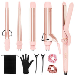 Ufree 5-in-1 curling iron pink full set for versatile styling on any hair type.