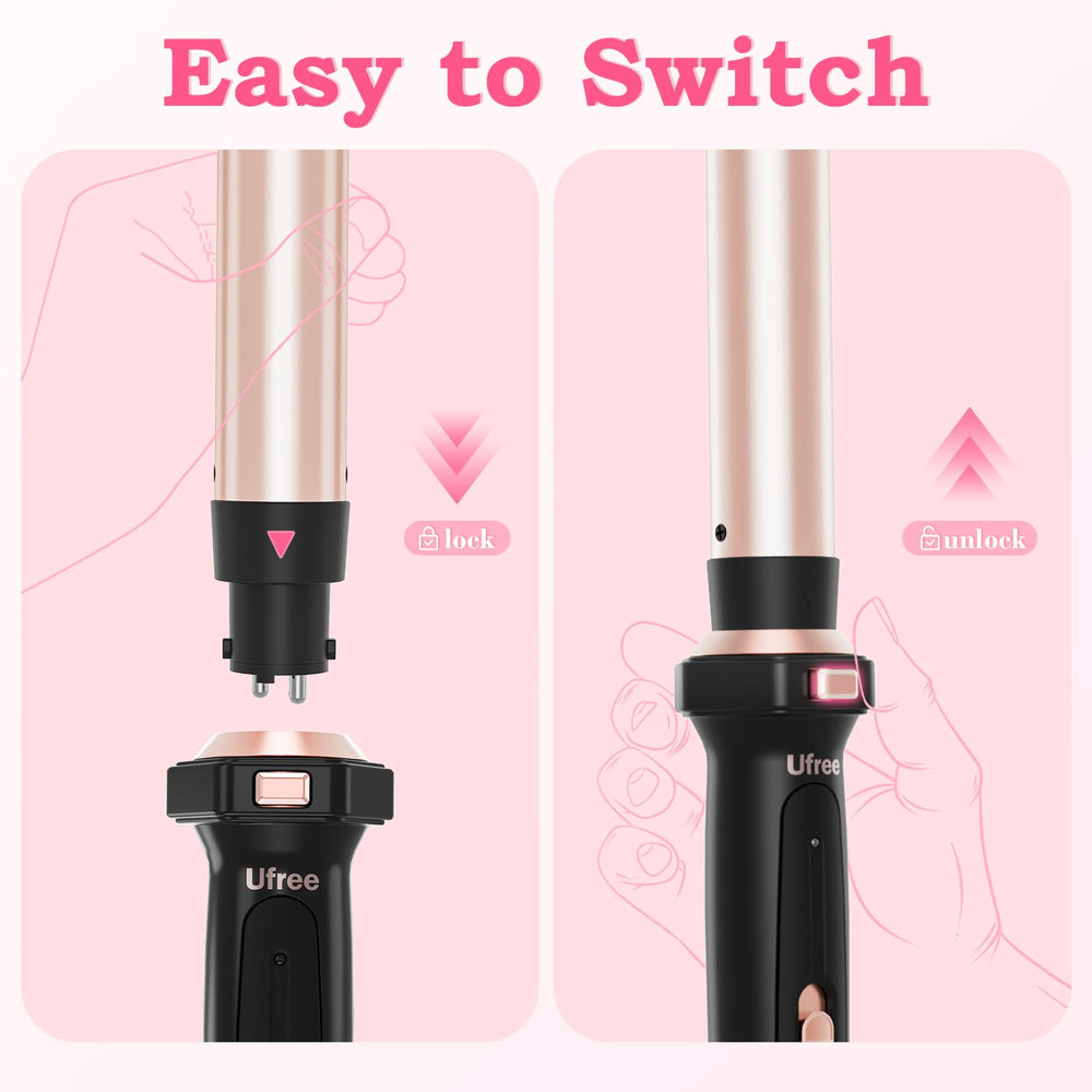 Ufree curling iron with 8ft swivel cord supports easy movement.