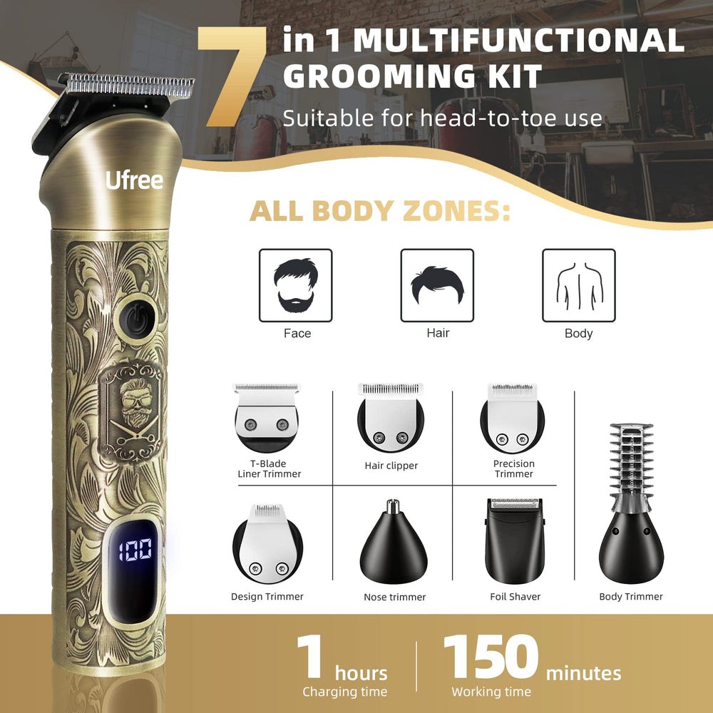 Ufree beard trimmer battery display highlights 60-minute cordless runtime for on-the-go grooming