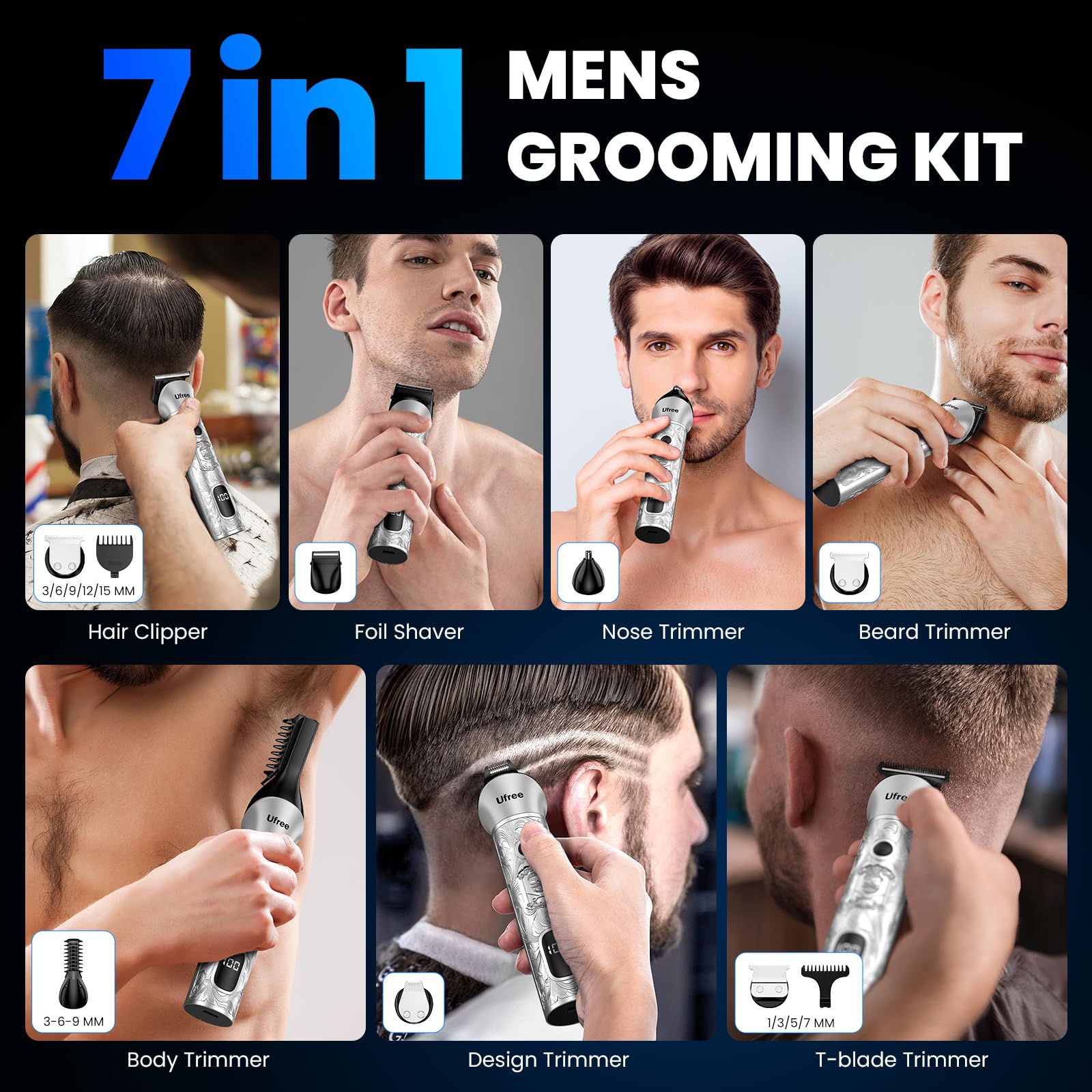 Ufree beard-trimmer-cordless-design enables on-the-go grooming without cords.