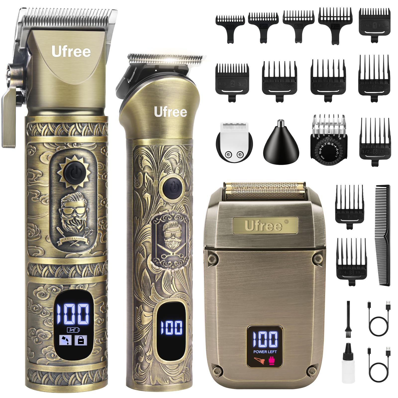 Ufree beard trimmer and hair cutting kit for precise grooming.