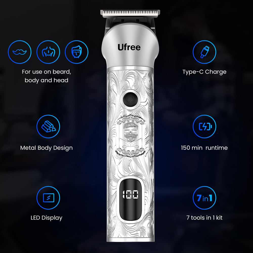 Ufree beard-trimmer-led-display keeps battery status visible for reliable cordless sessions.
