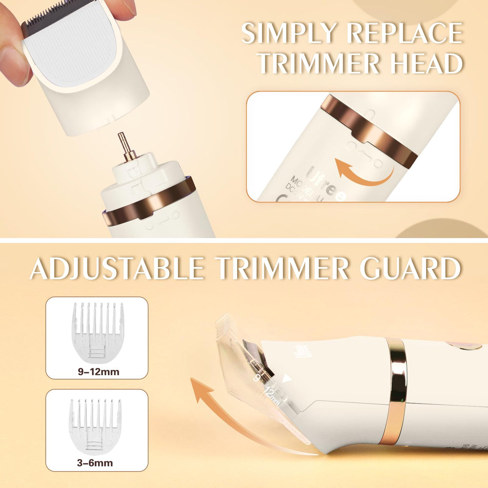 Ufree Trimmer 3 detachable blades enable facial, body, bikini trimming.