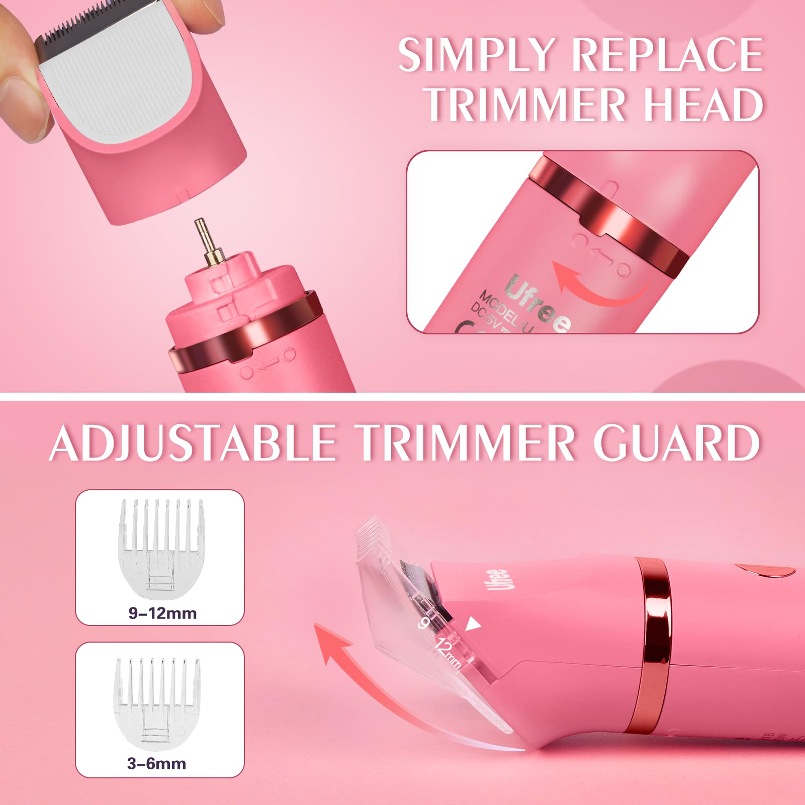 Ufree Bikini Trimmer guided combs deliver adjustable trimming lengths for precise styling.