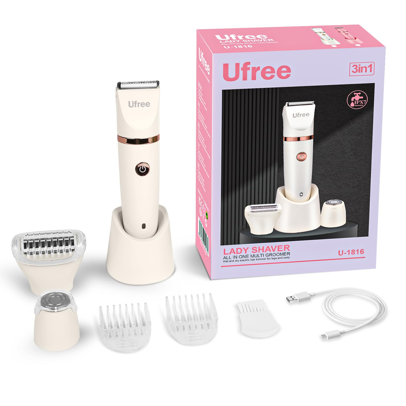 Ufree Trimmer packaging includes accessories for travel or gifting.