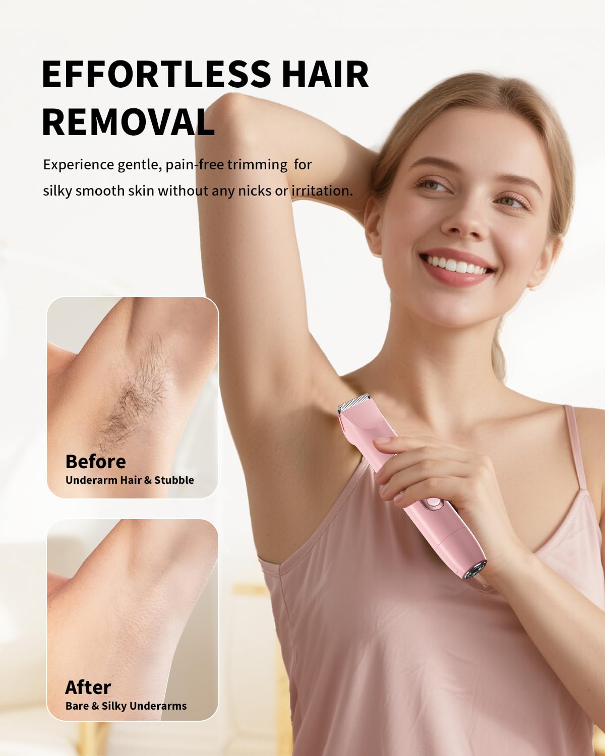 Ufree ceramic-blades deliver skin-friendly precision for sensitive areas.