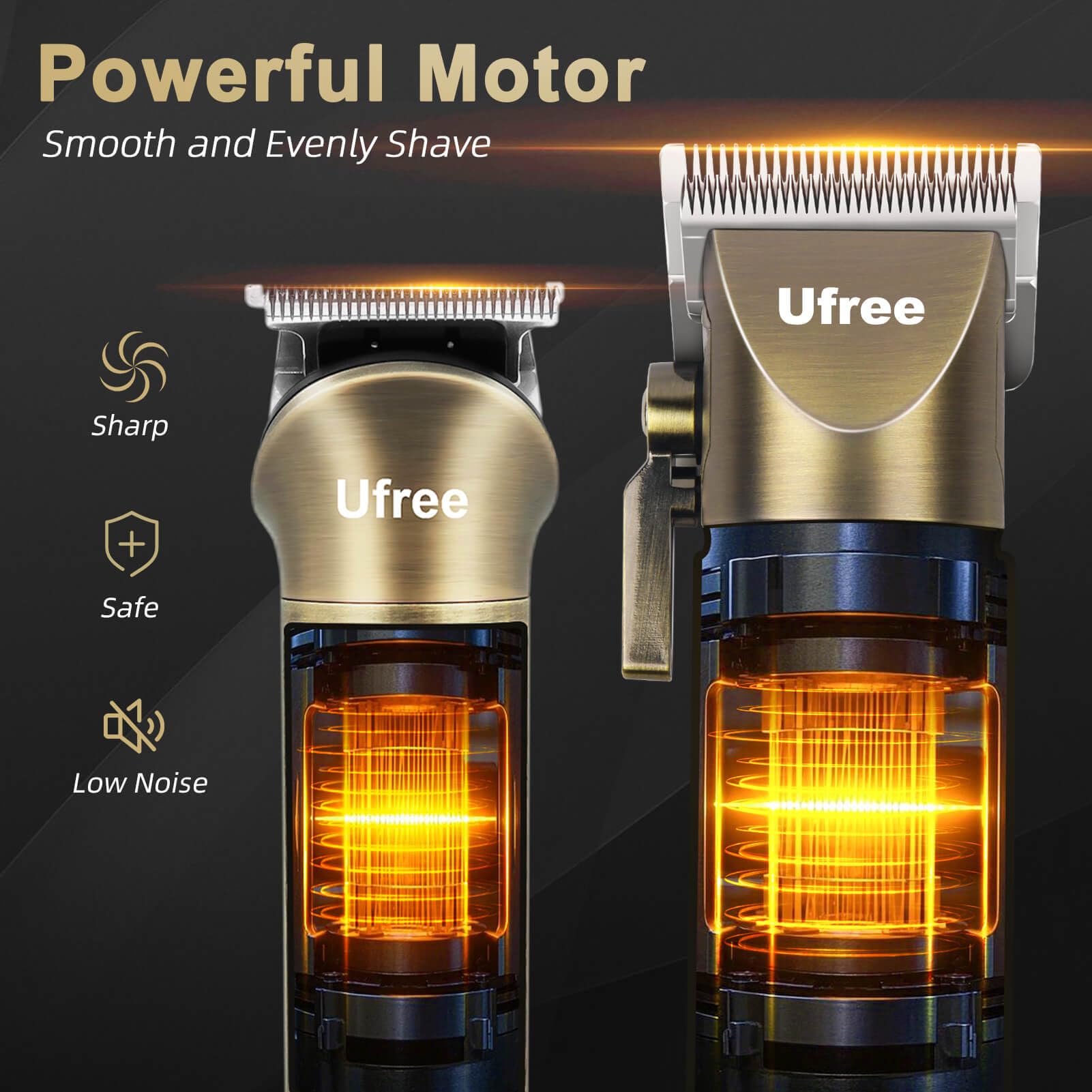 Ufree detachable heads with multiple guide combs enable customized lengths from 1mm to 22mm.