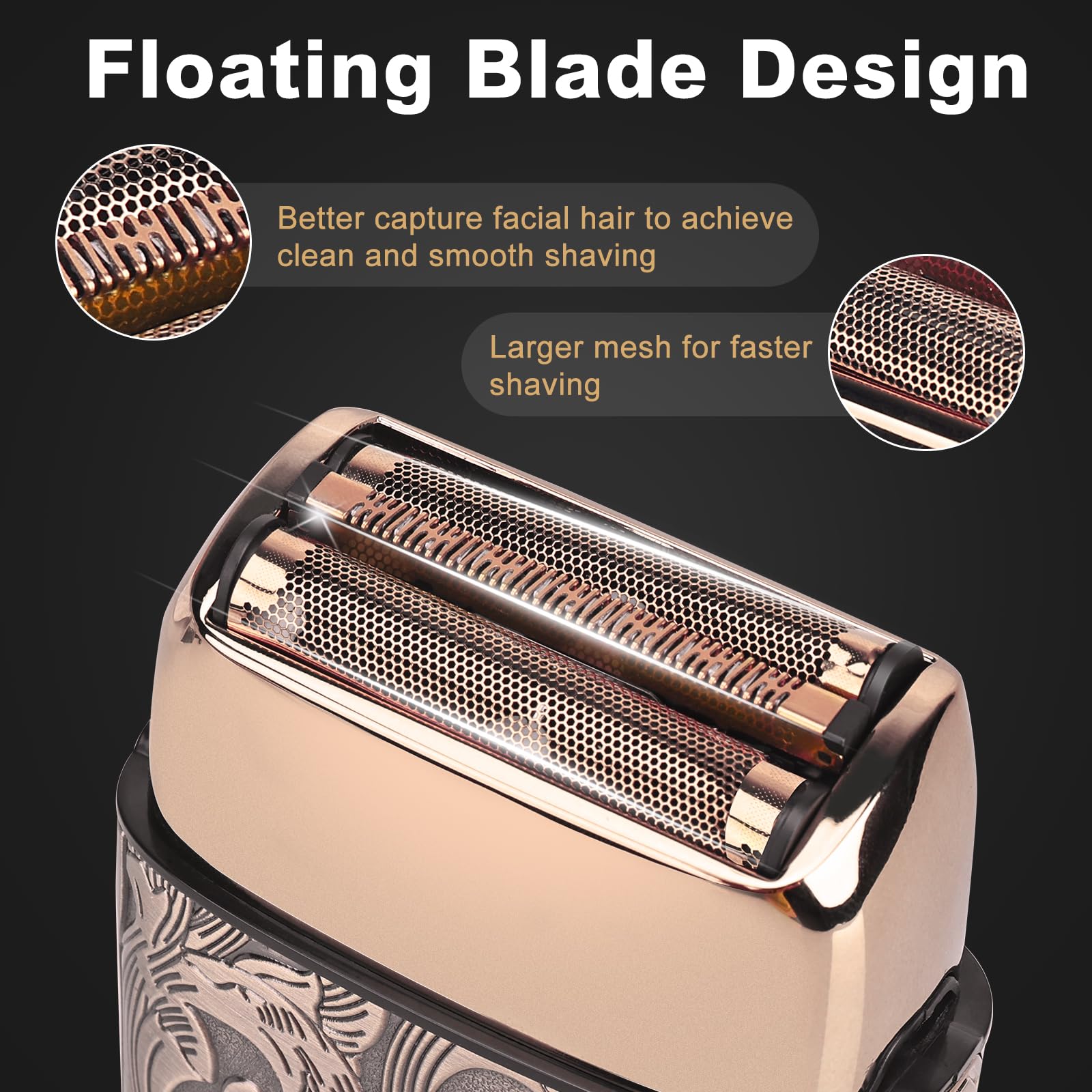Ufree foil shaver nickel mesh close-up highlights gentle efficiency.