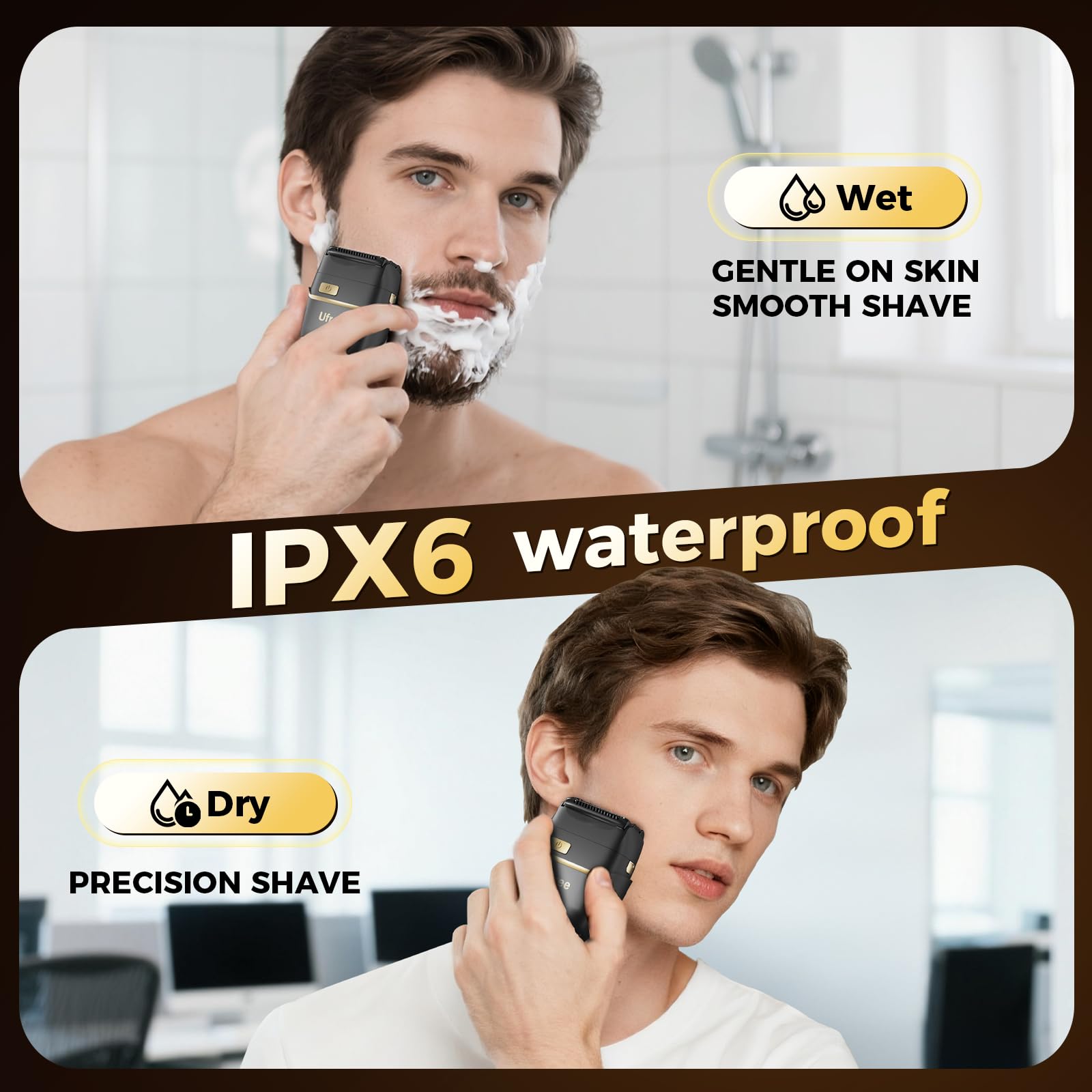 Ufree shaver includes travel pouch, replacement head, and cleaning brush for maintenance.