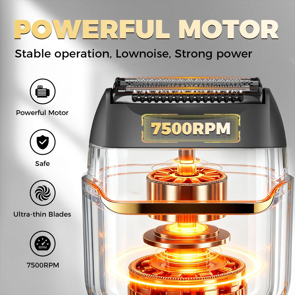 Ufree 7500RPM motor enables a close, comfortable shave on face and scalp.