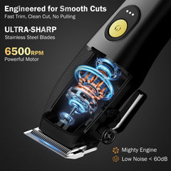 Ufree hair clippers with 6500 RPM motor for thick hair smoother cutting