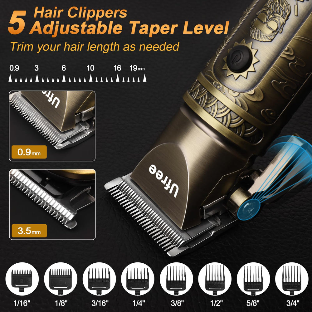 Ufree hair clippers with various accessories for a perfect hairstyle.