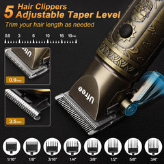 Ufree hair clippers with various accessories for a perfect hairstyle.