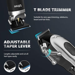 Ufree hair clippers kit side view emphasizes ergonomic grip for comfortable trimming