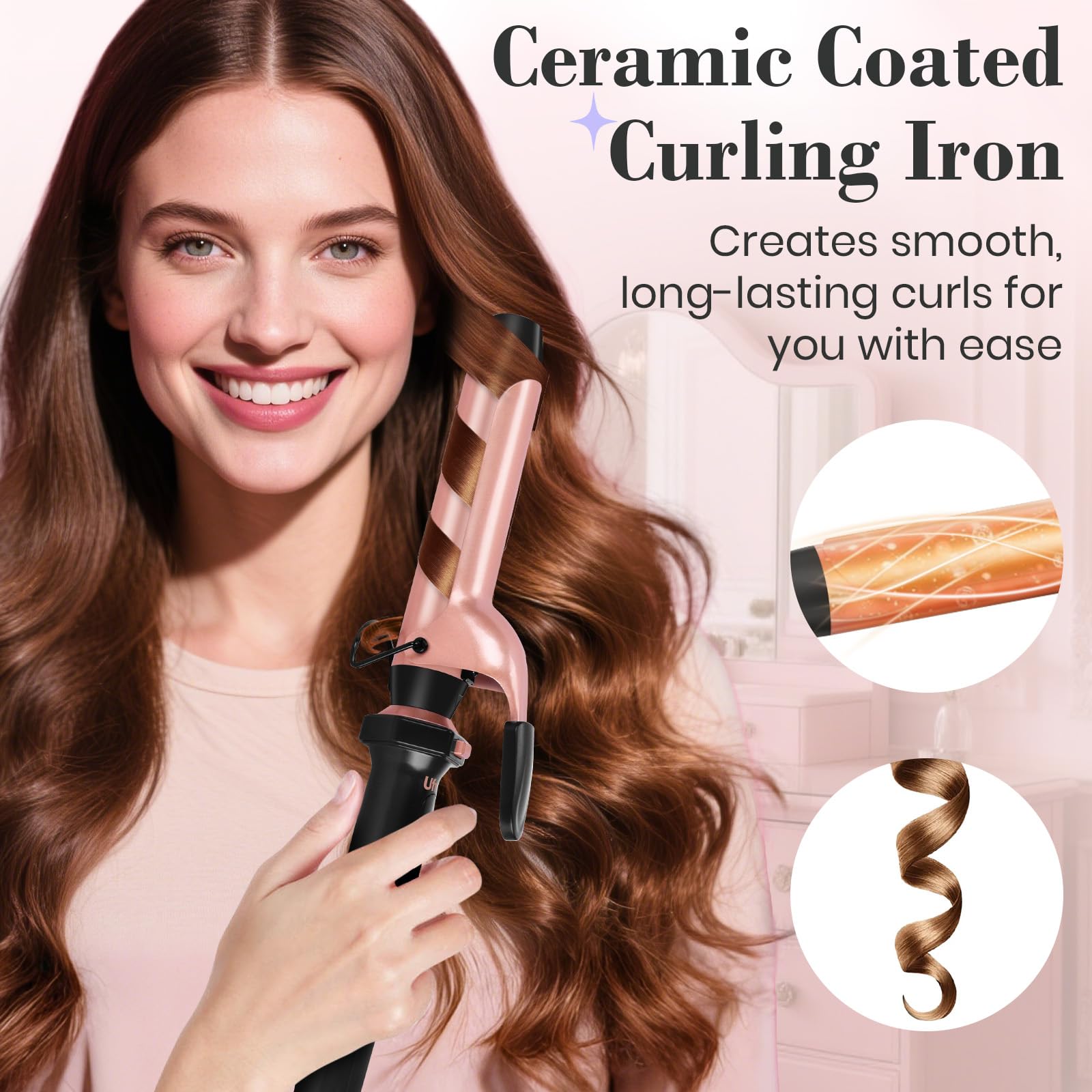 Ufree two clips secure hair for precise curling.