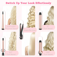 Ufree interchangeable ceramic barrels close-up highlighting even heat distribution for smooth curls.