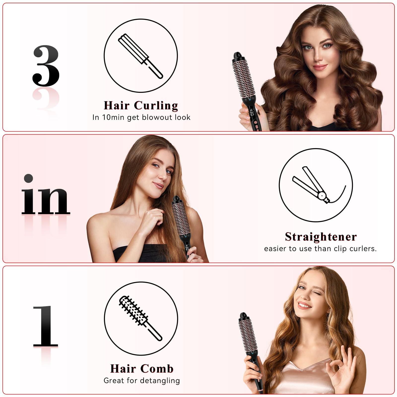 Ufree Ionic Thermal Brush demonstrates curling and straightening in one tool