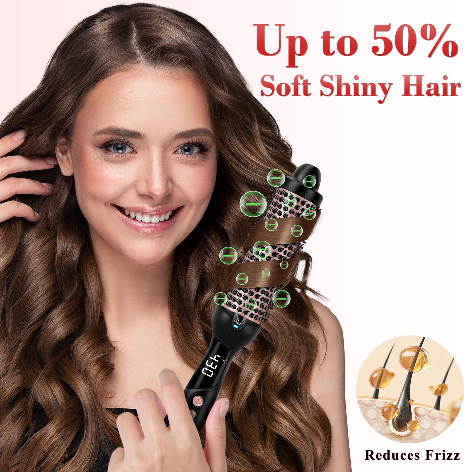 Ufree Ionic Thermal Brush with 360° ionic surround reduces frizz and adds shine