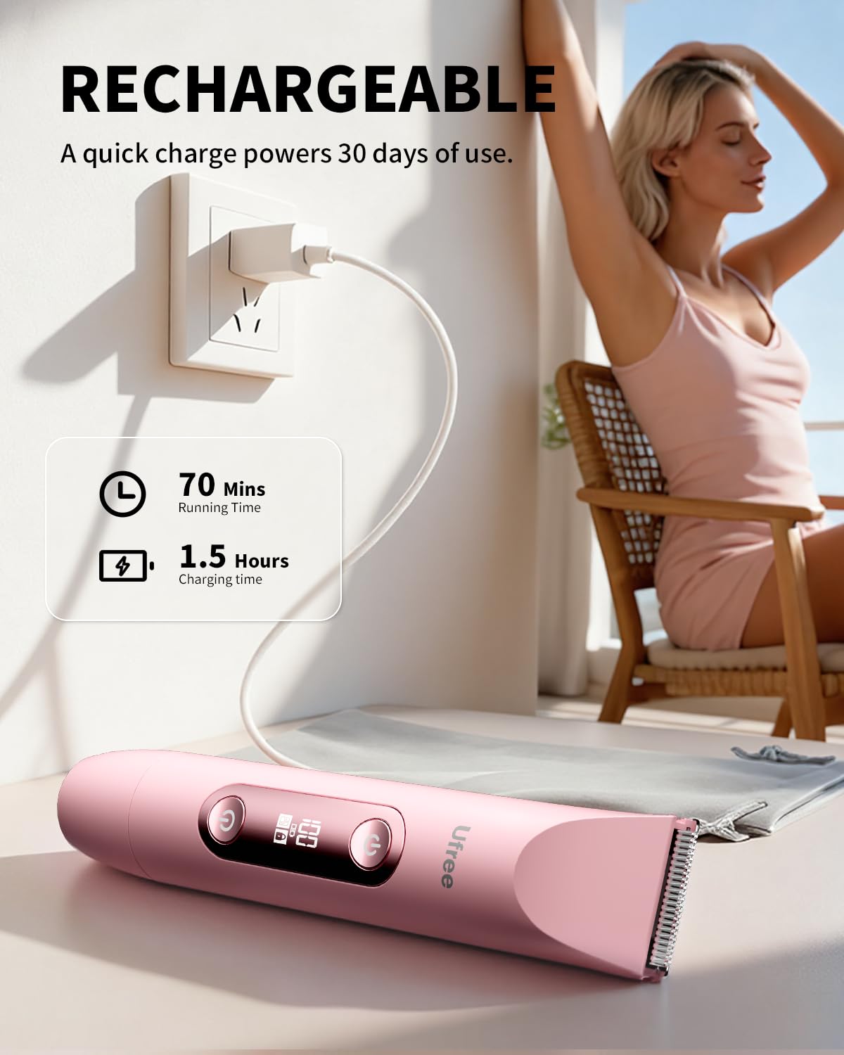 Ufree ipx6-waterproof design enables dry or wet use and travel-ready care.
