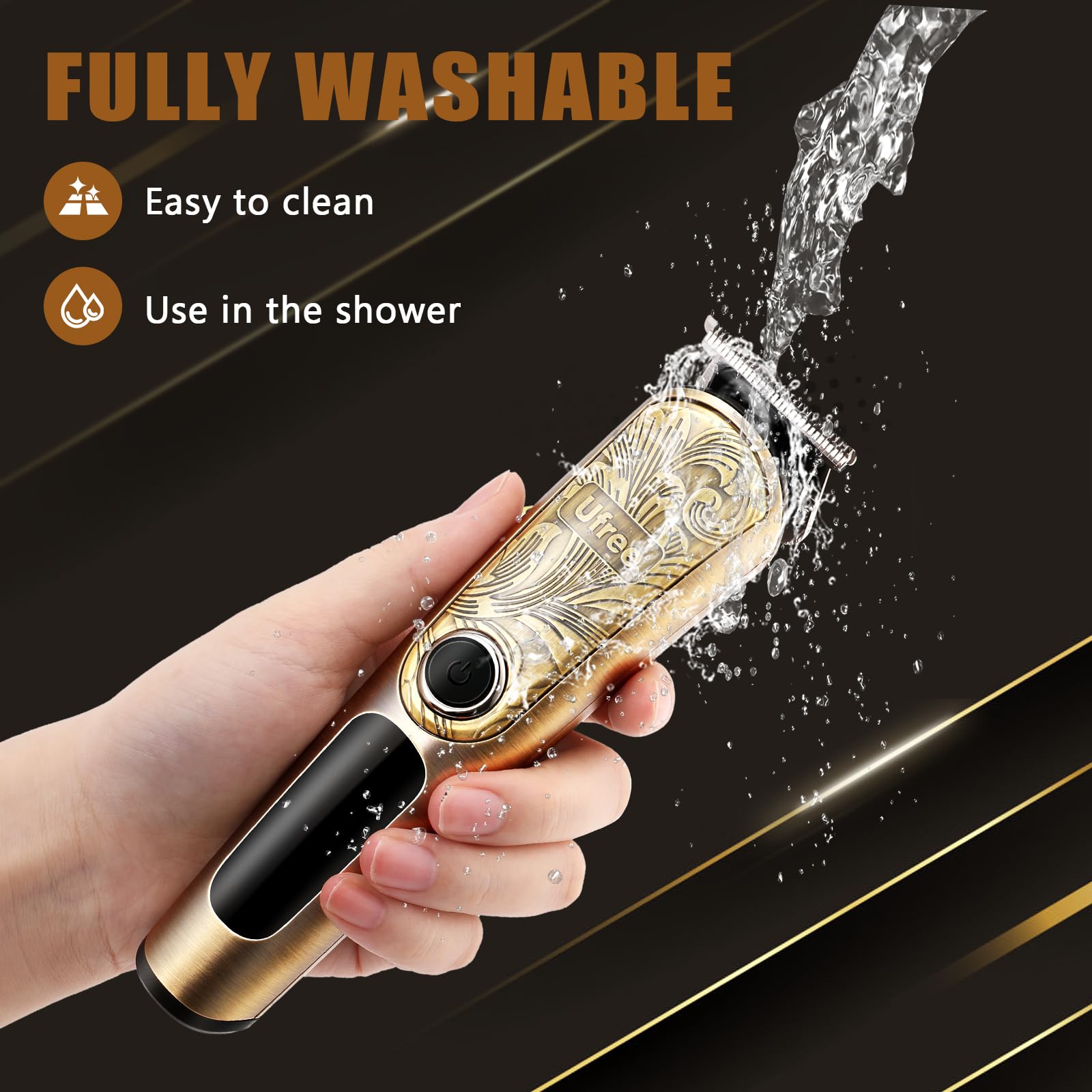Ufree nose-and-body-trimmer attachments image demonstrates full-body grooming versatility.