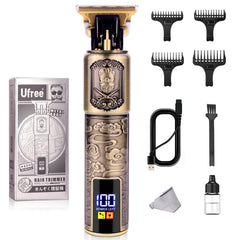 Ufree professional beard trimmer close-up featuring titanium T-blade for precise grooming