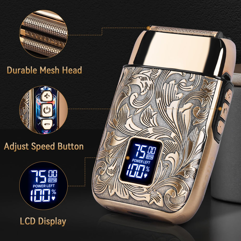 Ufree three-speed control display shows RPM options for tailored shaving