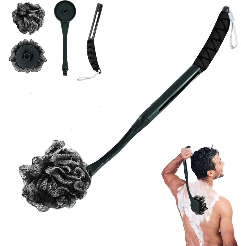 UHIAGREE loofah handle back-scrubber extends reach for back cleansing