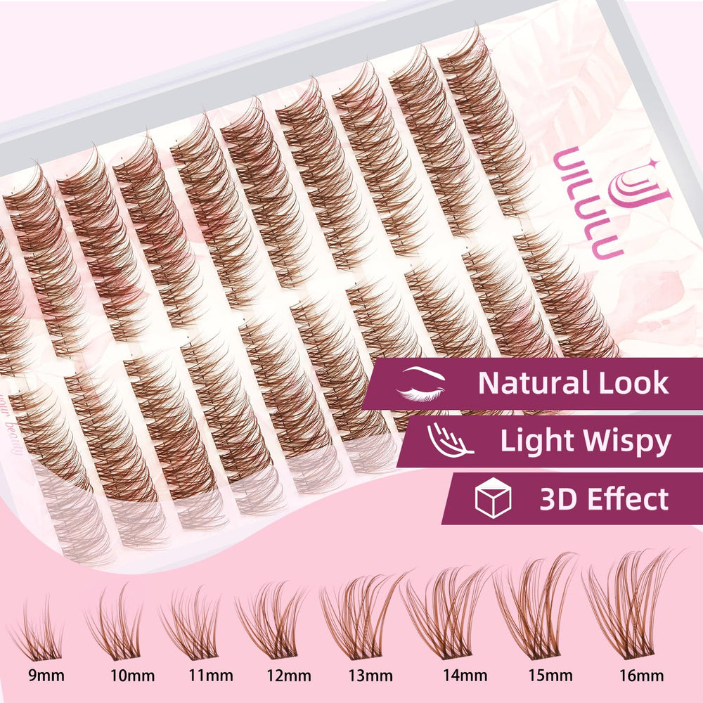 UILULU Brown Lash Clusters application steps guide for at home use