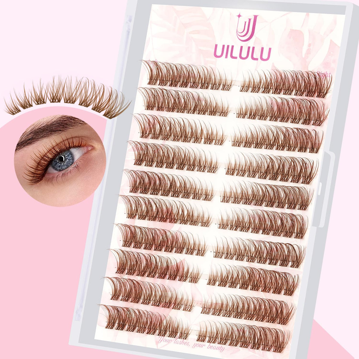 UILULU Brown Lash Clusters box with 160pcs for fuller natural lashes