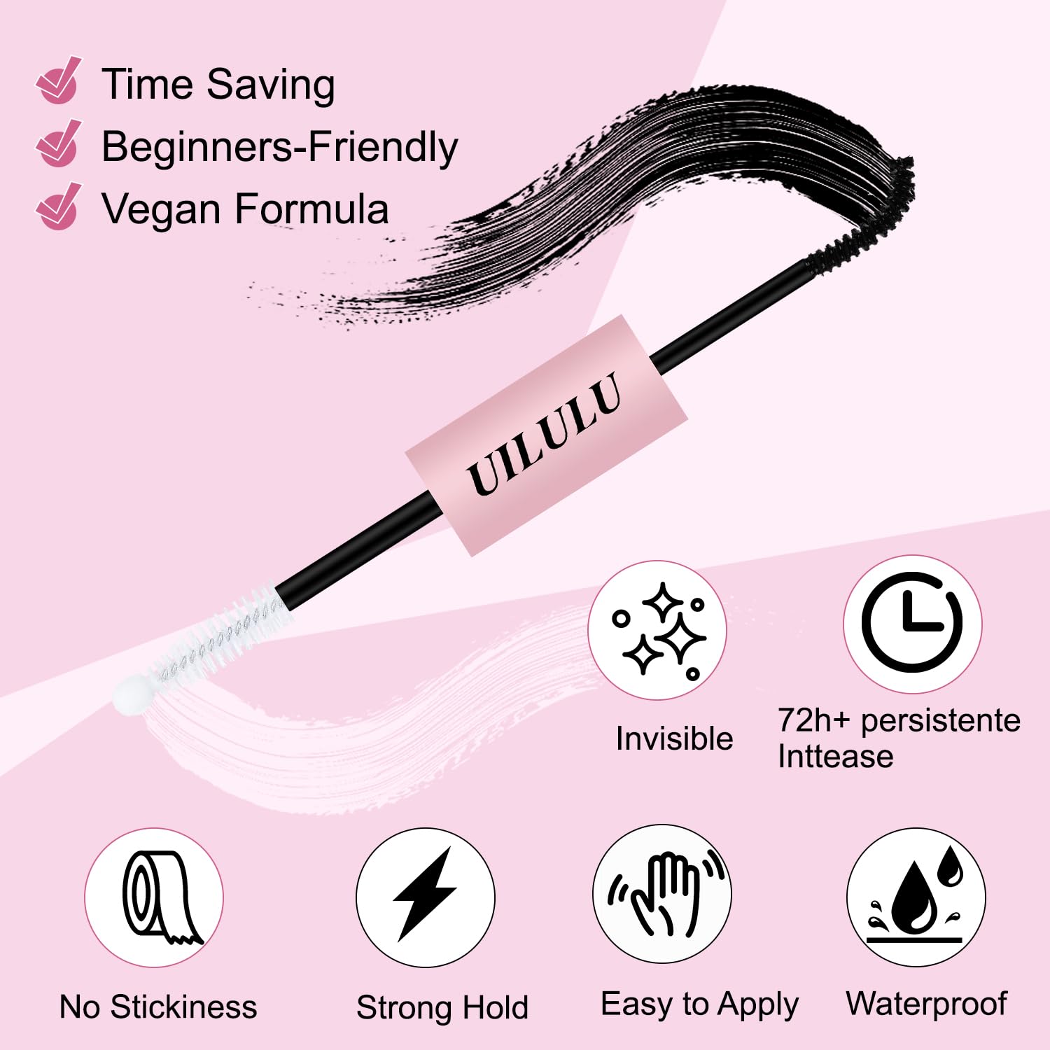 Uilulu precision micro-brush applicator applying strong hold lash bond on the lash line