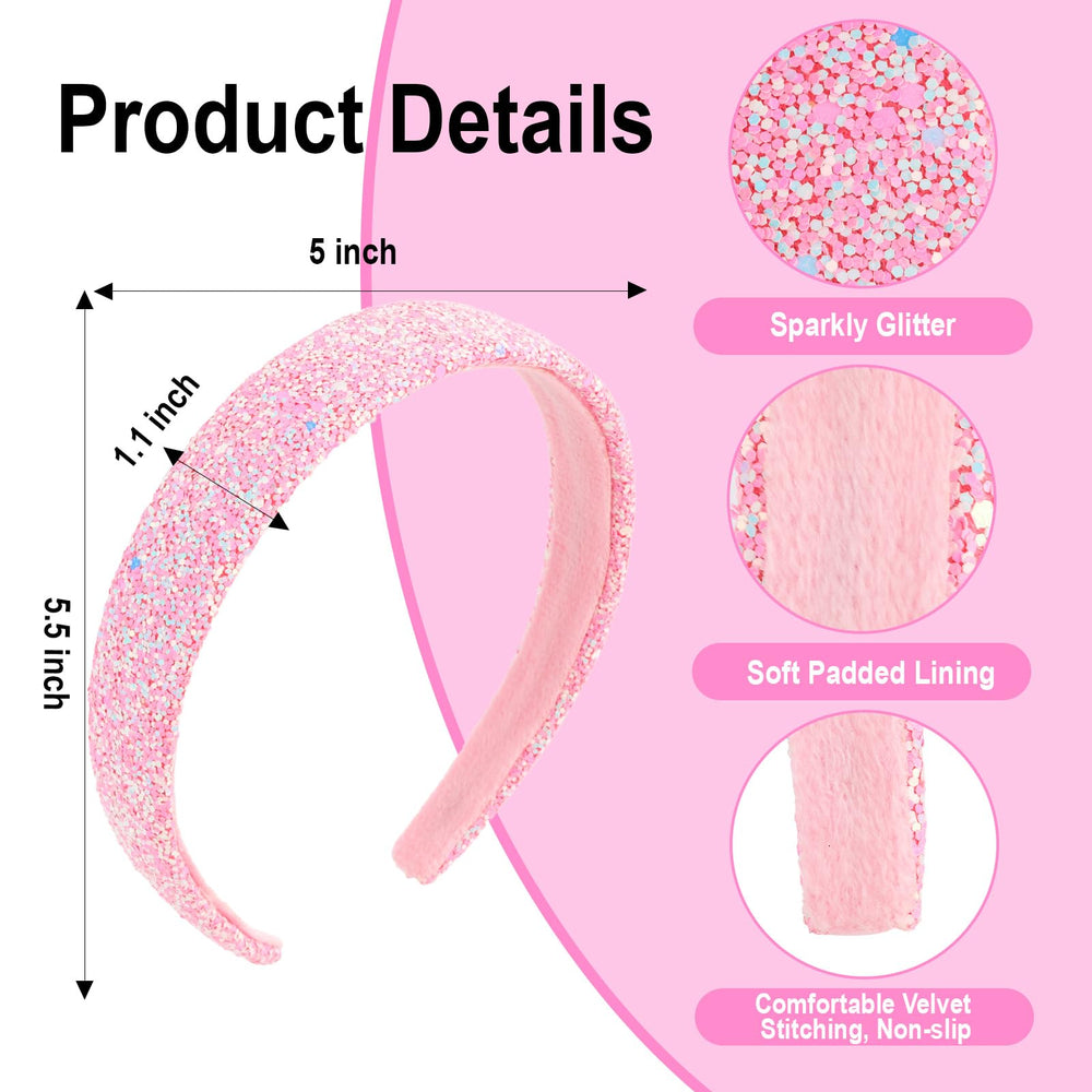 Uintoon headbands set bright pink glitter on model demonstrates bold, photogenic party styling