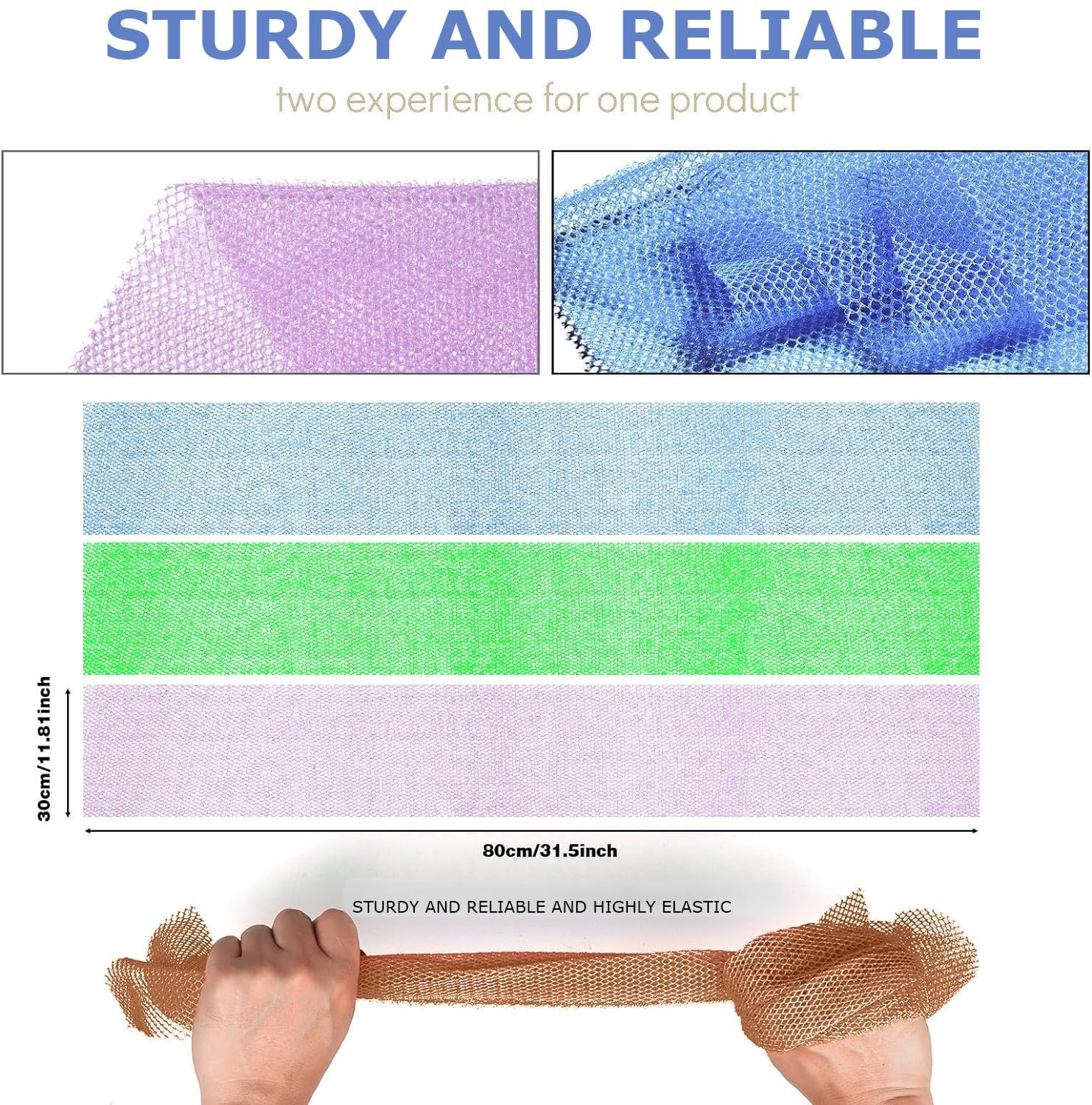 UJFQBH green exfoliating net sponge shows versatile cleansing and quick drying.