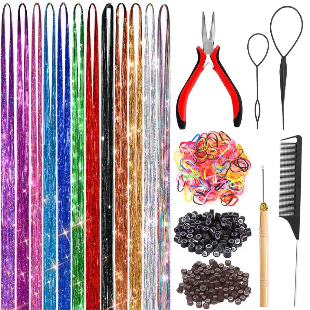 Ukithairtinsel Fairy Hair Tinsel Kit contents for colorful styling possibilities.