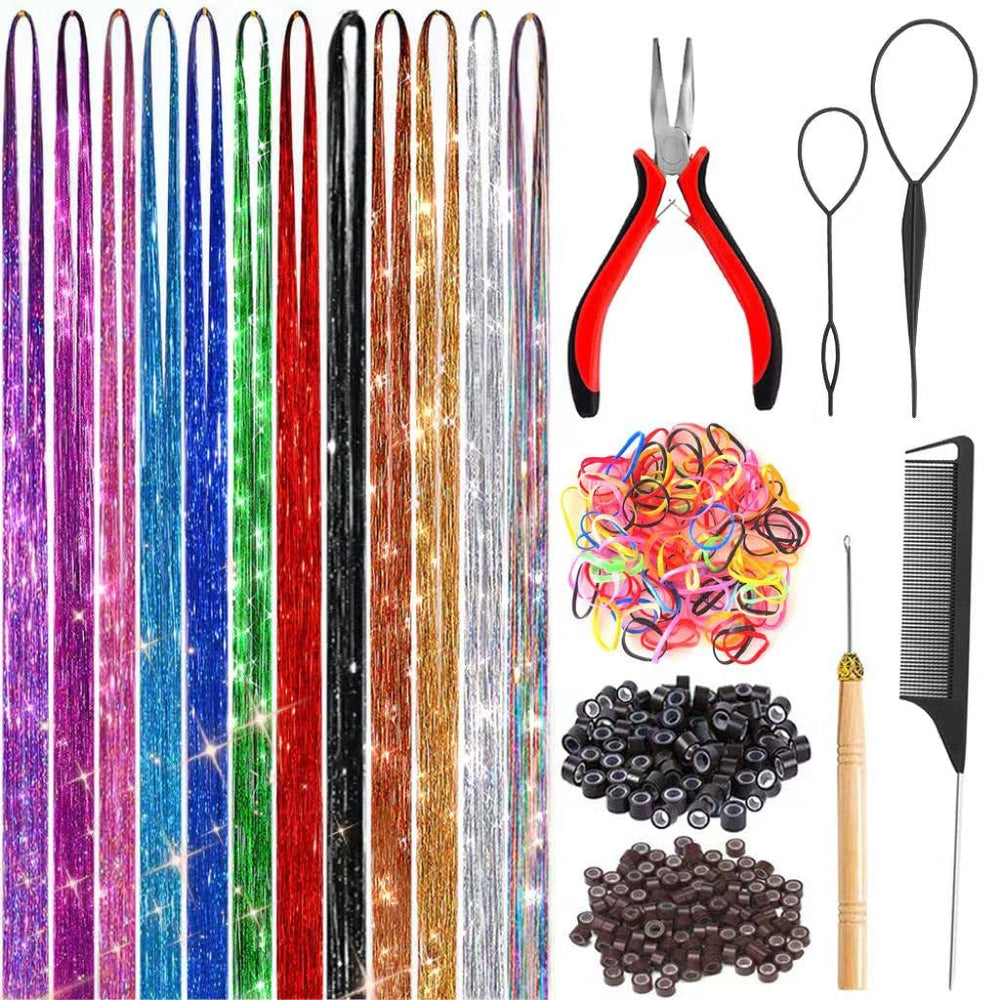 Ukithairtinsel Fairy Hair Tinsel Kit contents for colorful styling possibilities.