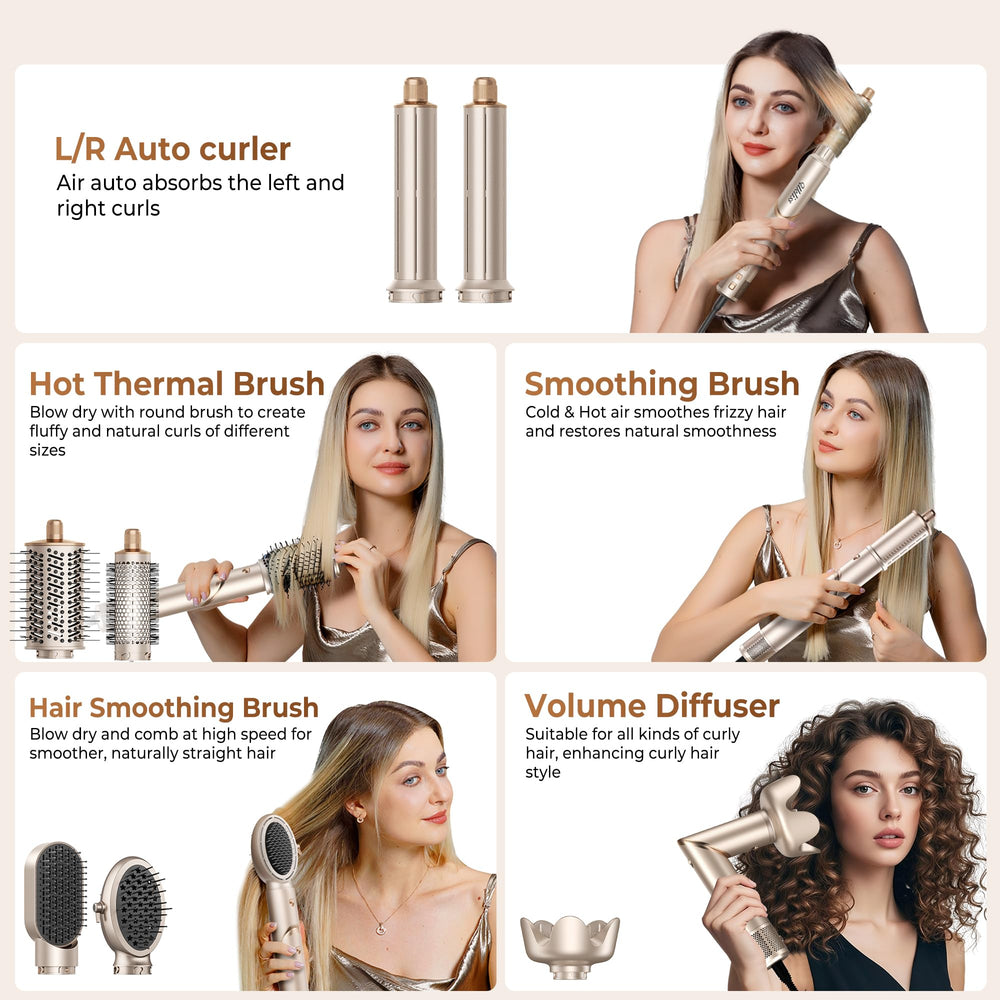 UKLISS auto-wrap curl attachment demonstrates salon-like curls at home.