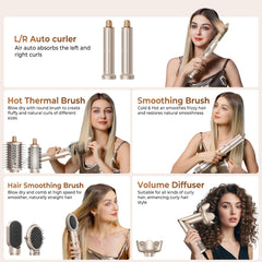 UKLISS auto-wrap curl attachment demonstrates salon-like curls at home.