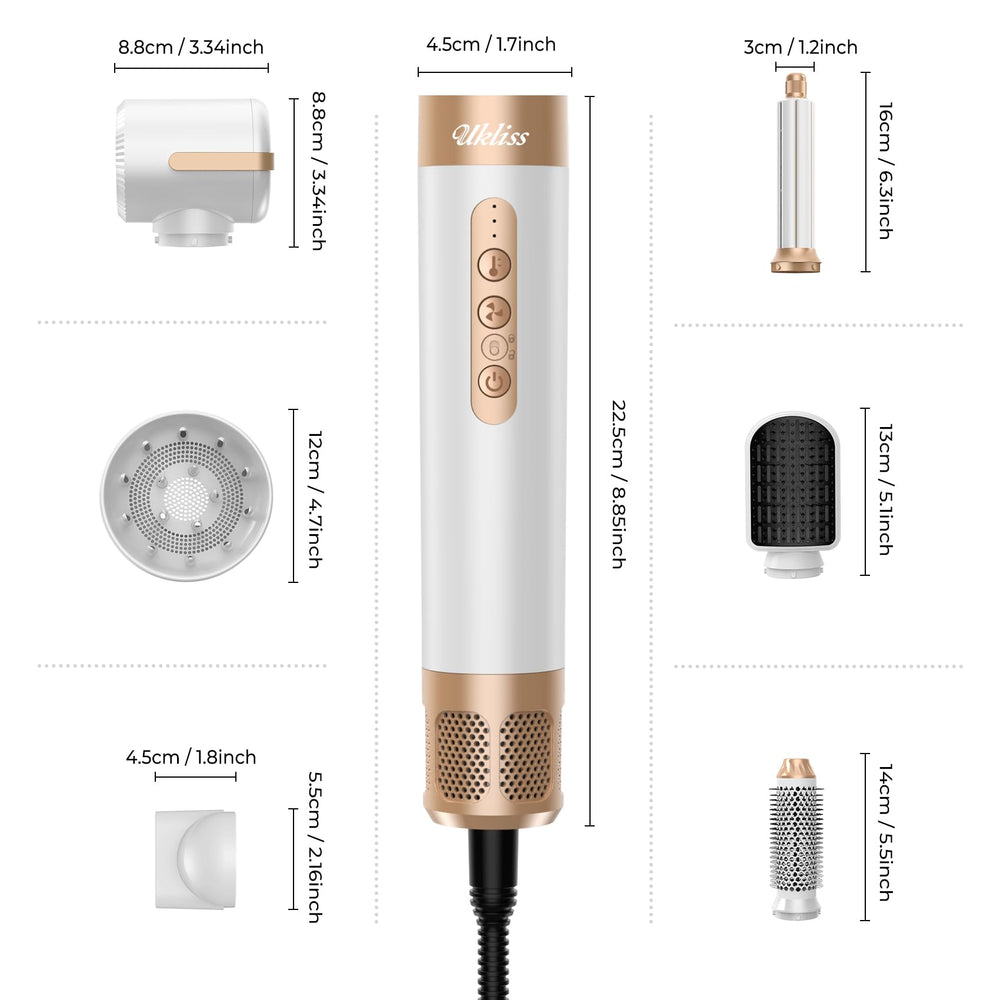 UKLISS hair dryer brush 7-in-1 alci-safety-plug for safer operation.
