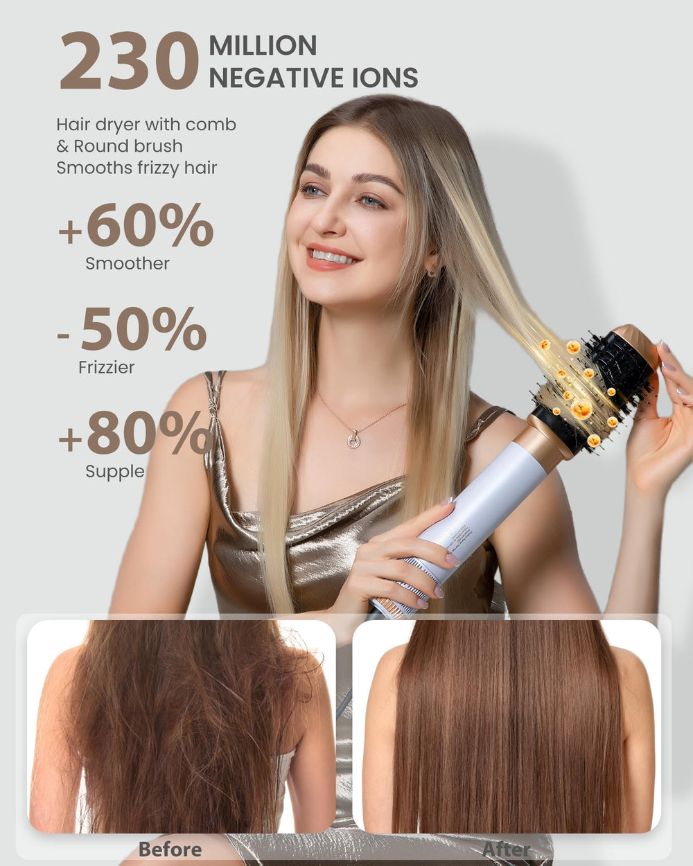 UKLISS straightening and volumizing brush for smooth, bouncy styles