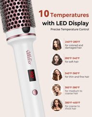 UKLISS Thermal Brush with LED display shows precise temperature control for all hair types.