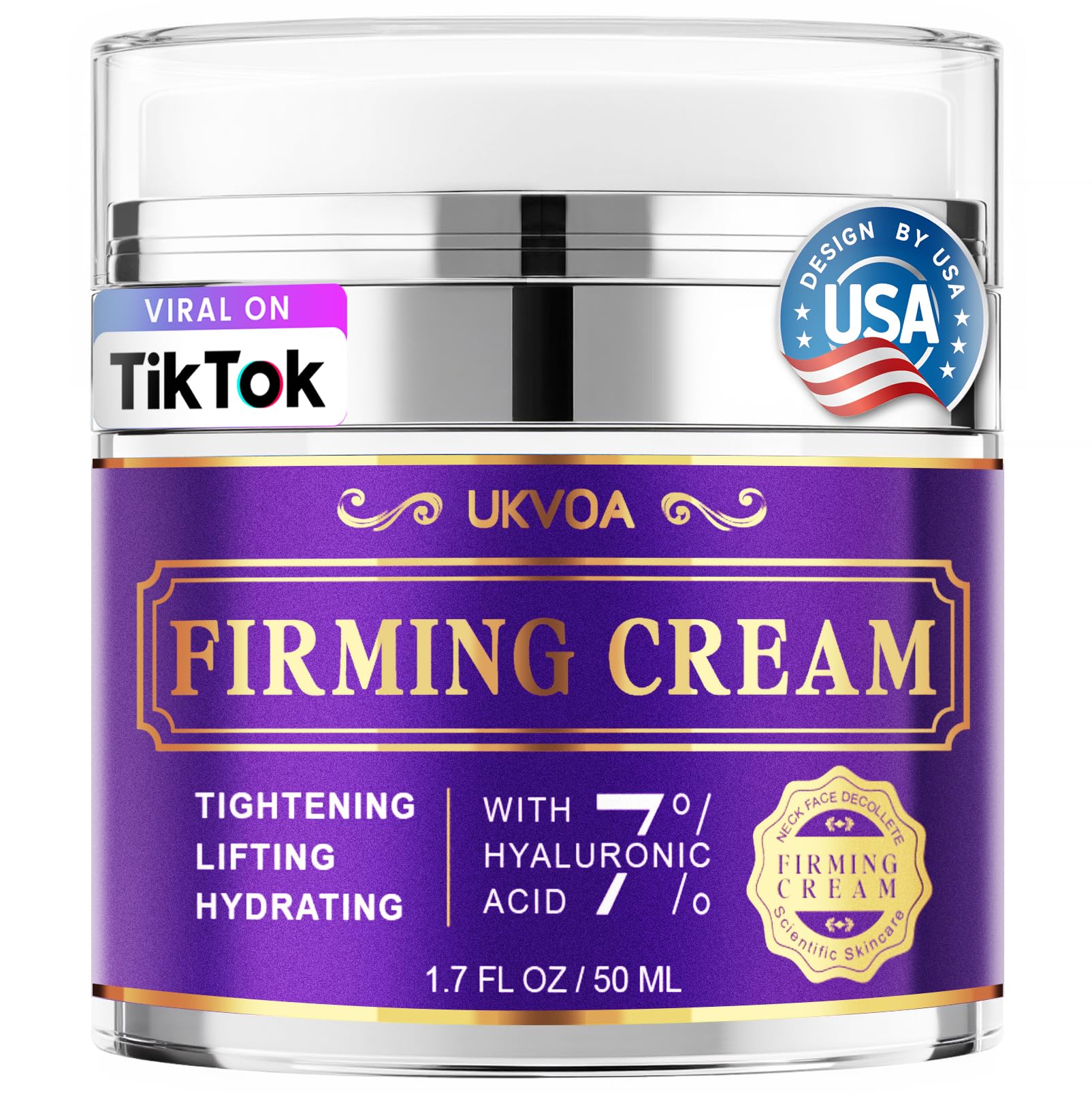 UKVOA Retinol Neck Cream tube close-up shows rich texture for firmer skin.
