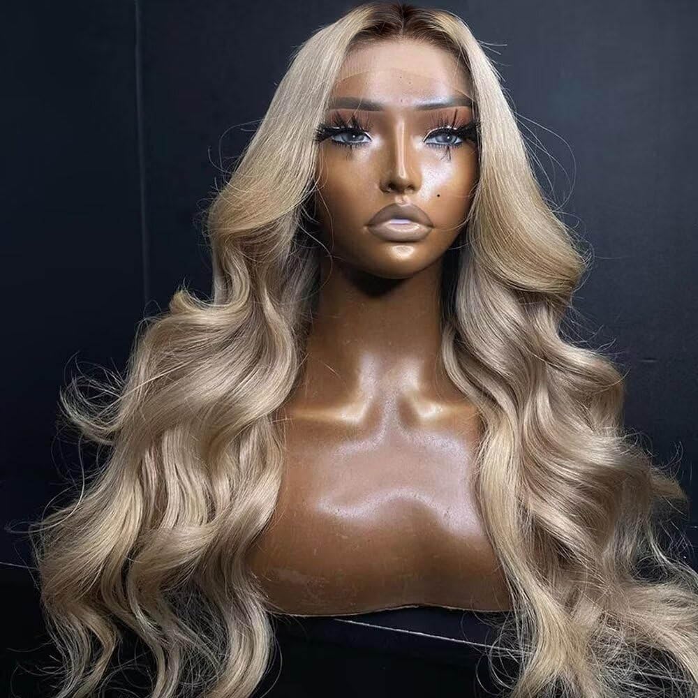 Ulaphence Ombre Light Ash Blonde Wig lace front close-up showing pre-plucked hairline