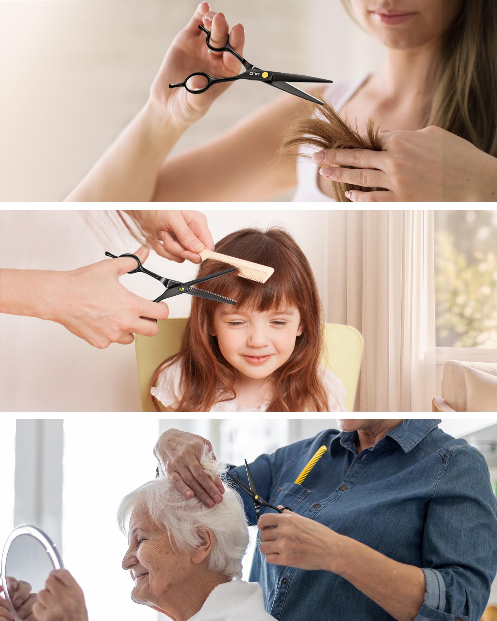 ULG at-home haircut kit in use on a family to show versatile DIY grooming.