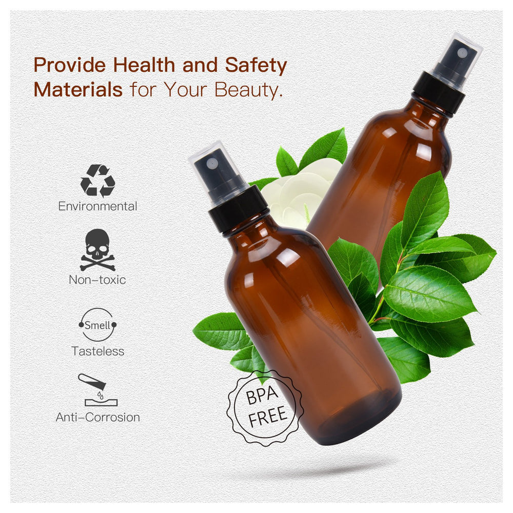 ULG fine mist sprayers amber Boston bottle in use for skincare or aromatherapy